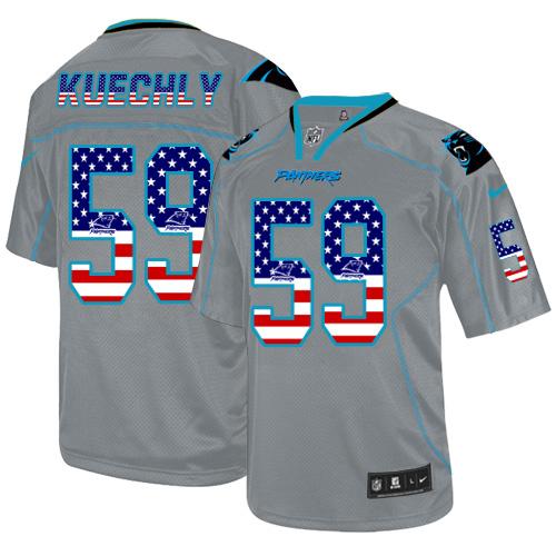 Nike Panthers #59 Luke Kuechly Lights Out Grey Men's Stitched NFL Elite USA Flag Fashion Jersey - Click Image to Close